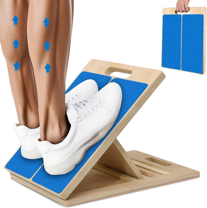 SROK Portable Slant Board for Calf Stretching, 350 Lbs Weight Capacity, Adjustable Wooden Incline Board for Calf Stretcher, Physical Therapy Equipment for Leg, Knees, Heel, Ankle (Blue) - Image 1
